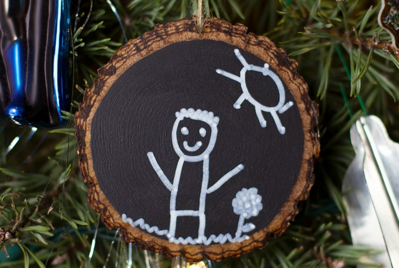 homemade toddler keepsake chalkboard ornament