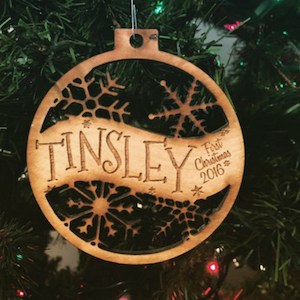 baby's first christmas ornament wood