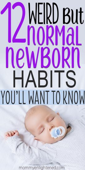picture of pinterest pin with baby sleeping on it showing new moms what to expect with a newborn