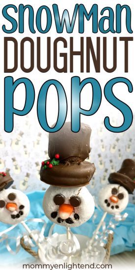 If you are looking for an awesome Christmas treat, these snowman doughnut pops are delicious. These little snacks are great for your next holiday party, or as a food craft with your child. #mommyenlightened #christmastreats #snowmantreats #craftswithkids