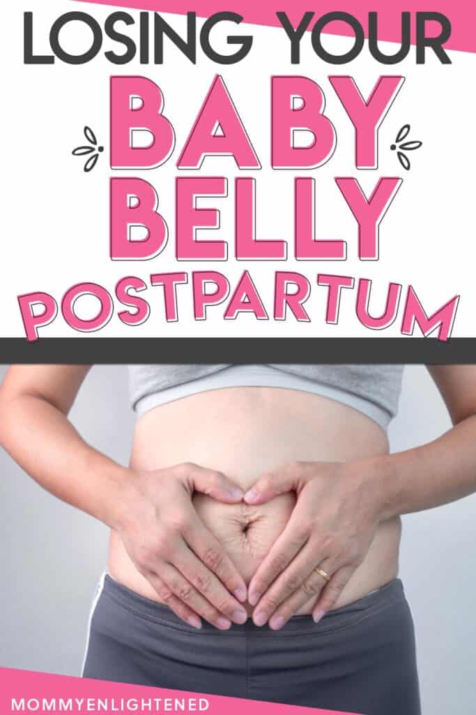 Pinterest pin that says losing your baby belly postpartum