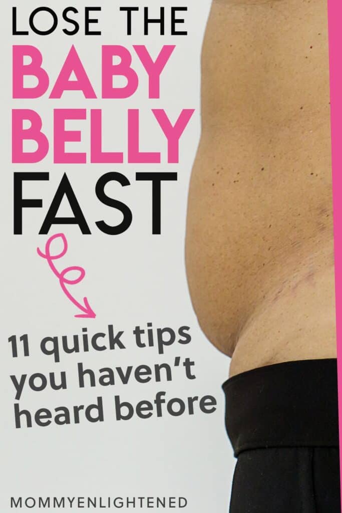 Pinterest pin that says lose the baby belly fast
